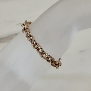 CINER Unique Twisted Gold Plated Rope Link Safety Chain Bracelet Sz 7.25" - Vtg